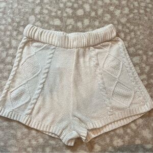 Rachel Zoe High Waist Knit Cream Shorts